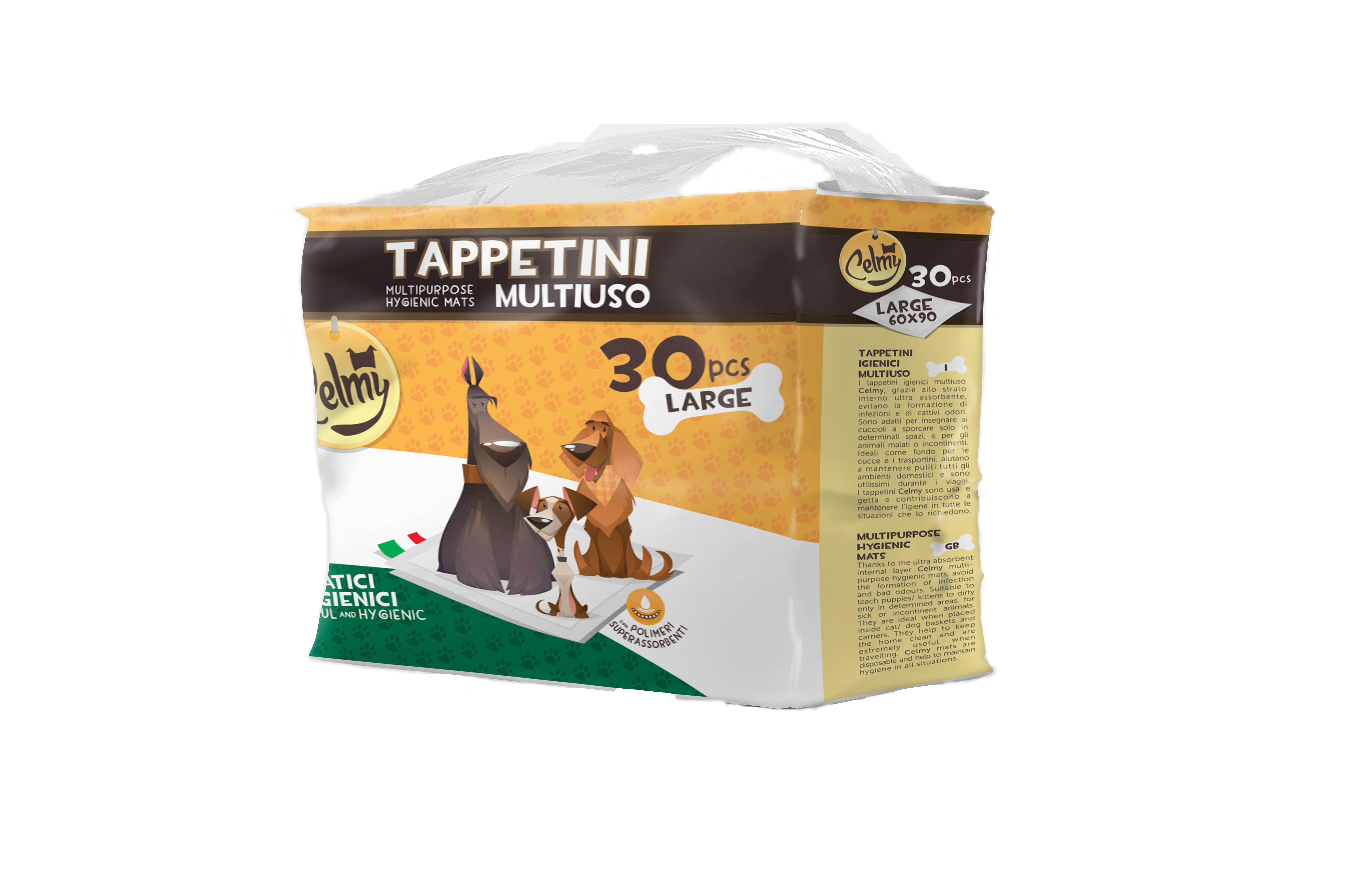 Tappetini Igienici Per Cani e Gatti Traverse Celmy 60x90 120 Pezzi -  WorldPet