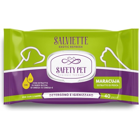 Safety Pet Exotic Refresh Salviette per Cane Gatto 40 Pezzi Maracuja