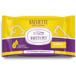 Safety Pet Exotic Refresh Salviette per Cane Gatto 40 Pezzi Mango con Olio di Neem 